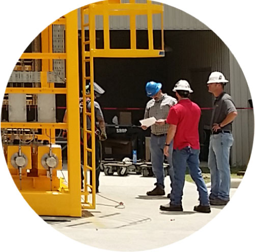 image of Stella Maris engineers reviewing the safety features of the custom manufactured SKID